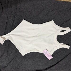 White Ribbed Women's Tank Top